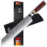 FANTECK 24cm Kiritsuke Damastmesser Kochmesser Scharf Profi Chefmesser Fleisch Obst Gyuto Allzweckmesser 67 Schichten VG-10 Damaststahl Küchenmesser[Geschenkbox] mit Ergonomischer PakkaholzGriff